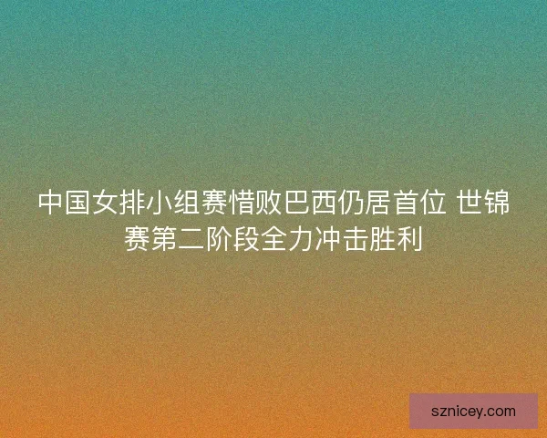 中国女排小组赛惜败巴西仍居首位 世锦赛第二阶段全力冲击胜利